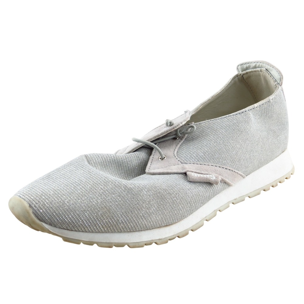 MTNG Lace‎ Up Fashion Sneakers Silver Fabric Women Shoes 7 M